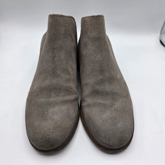 FRYE Elyssa Boots Womens 8 Gray Suede Booties Boho Ankle Block Heel Shoes - Picture 3 of 13